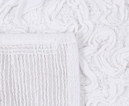 Home Weavers Bell Flower Collection 100% Cotton Tufted Bath Rugs, Extra Soft and Absorbent Bath Rugs, Non-Slip Bath Mats, Machine Washable, Bath Mats for Bathroom Floor, 17"x30" Slice Rug, White