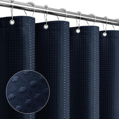 Navy Blue Fabric Shower Curtain, 72 X 72 | Cloth-Textured Shower Curtain for Bathroom - Soft Cloth & Hotel Spa Luxury, Water Repellent, Machine Washable