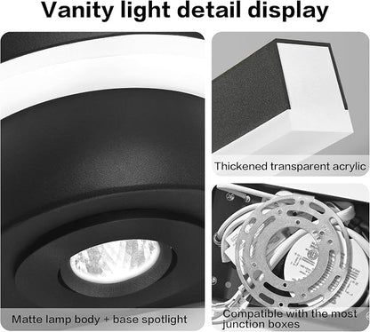 SOLFART LED Vanity Lights Bathroom Light Fixtures Black Bathroom Lights Vanity Lighting Fixtures 3 Color Temperature Dimmable 48 Inch Wall Light Fixture BK-3C