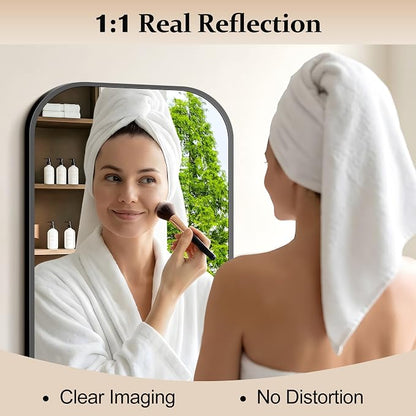 COFENY Bathroom Mirror, 20x30 inch Black Rectangle Wall Mounted Mirror with Thin Frame, Bathroom Vanity Mirrors for Over Sink, Entryway, Living Room, Bedroom
