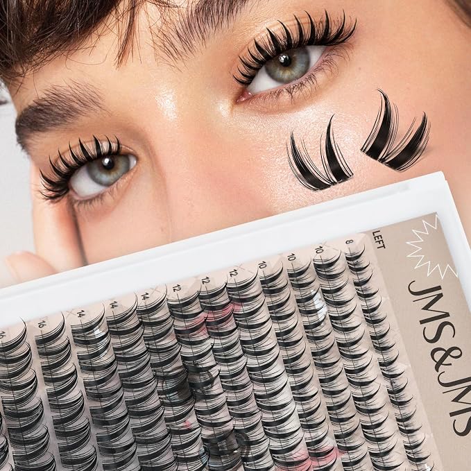 JMS&JMS Cat Lash Clusters Bunny Style Anime Eyelashes Spikes Lash Clusters | C Curl 8-18mix Invisible Band Lash Clusters Cat Wispy Natural Lashes Clusters for DIY at Home