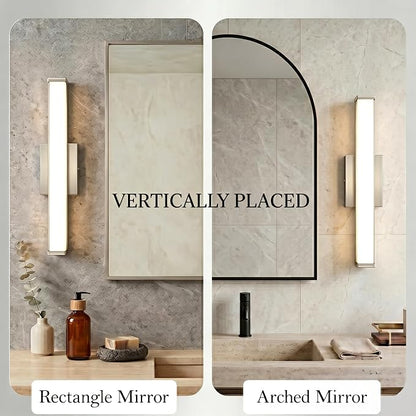 URSOLA 24" Modern LED Bathroom Light Fixtures, Brushed Nickel 3CCT Dimmable Bathroom Vanity Light Over Mirror, Bathroom Vanity Bath Bar Lights with Double Layer Acrylic Shade