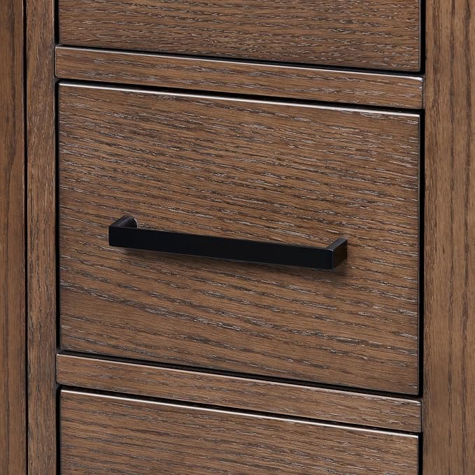 ARIEL Cambridge 48-inch Bathroom Vanity Base Cabinet,Solid Wood, 2 Soft Closing Doors, 9 Dovetail Drawers, Brown Oak