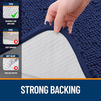 OLANLY Large Bathroom Rugs 50x30, Extra Soft Absorbent Chenille Bath Rugs | Twilight Sapphire, Quick-Drying Rubber Backing, Washable Bath Mat for Bathroom Floor, Tub and Shower, Home Decor Accessories