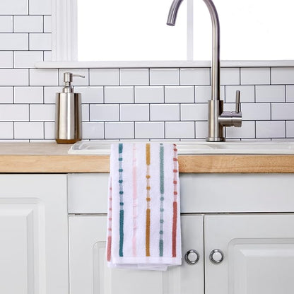 SKL Home Modesto Stripe Hand Towel Set-2pc, Premium 100% Cotton, Multi | 600 GSM weight. Spa-level quality. Soft & absorbent, reversible jacquard. For the bathroom, kitchen, bar or any sink space.