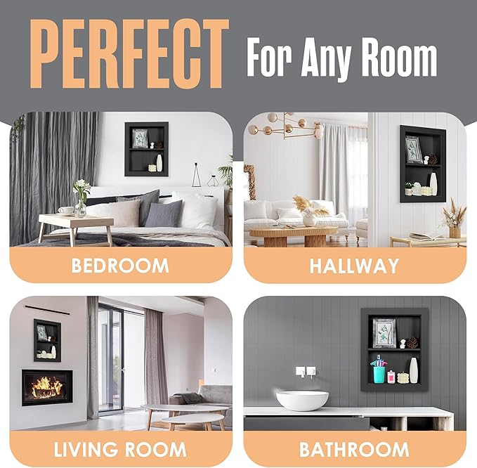 Houseables Recessed Medicine Cabinet, Recessed Wall Niche, in Wall Medicine Cabinet, Bathroom Niche, Insert for Drywall, Between Studs Shelf Replacement, Without Mirror, No Mirror, 14x18 ID, 16x20 OD