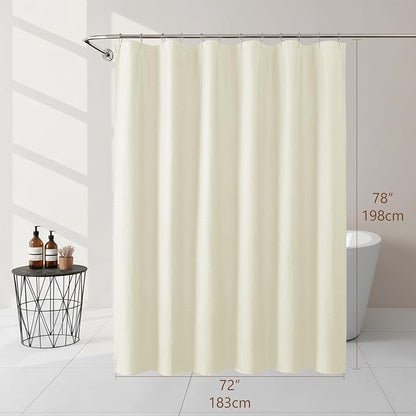 Cream Fabric Shower Curtain 78 Inch Length 1 Piece, Embossed Textured Waffle Cloth Shower Curtains for Bathroom Modern Hotel Spa, Water Resistant Machine Washable, 72Wx78L Inches