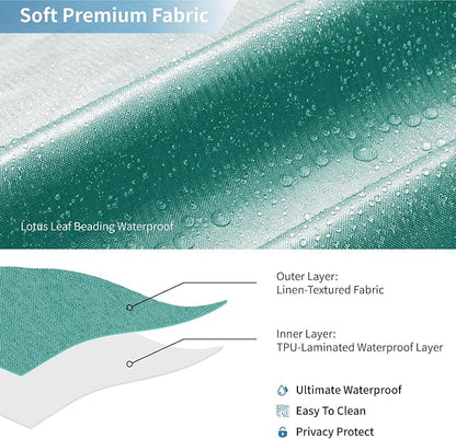 Waterproof Fabric Shower Curtain,No Liner Needed,72x72,Teal | 2-in-1 Design,Linen Textured,100% Waterproof TPU-Laminated Backing,Magnetic Weighted,Machine Washable,For Bathroom,Hotel