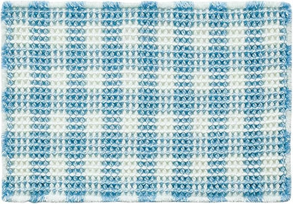 TYUU Waffle Bath Mat, Small Cute Bathroom Rug Non Slip, 24x16 Blue & White | Super Absorbent Quick Dry Bath Rug, Non-Slip Backing, Soft Waffle Washable Farmhouse Bathroom Mats, Tub, Shower & Home Decor