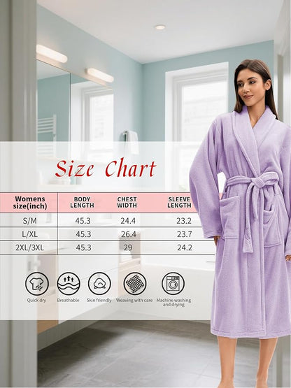 Soft Robe For Women，Warm Plush Bath Robes Female，Spa Towel After Shower Lightweight Long Bathrobe