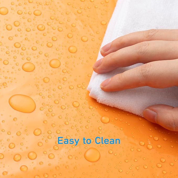 EHZNZIE Shower Curtain Liner Light Weight PEVA, Shower Liner 72x72 Inches, Waterproof, No Chemical Smell with 12 Rust Proof Metal Grommets for Bathroom Shower Curtain, Clear Orange