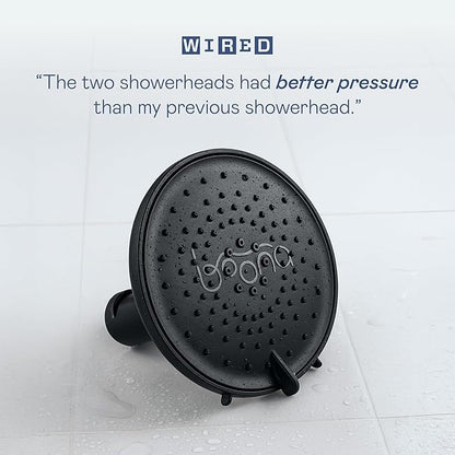 BOONA Original Tandem Shower as Seen on Shark Tank | Dual Shower Head for Couples | Max Water Pressure for Two | Easy Install (Midnight Black, One Showerhead)