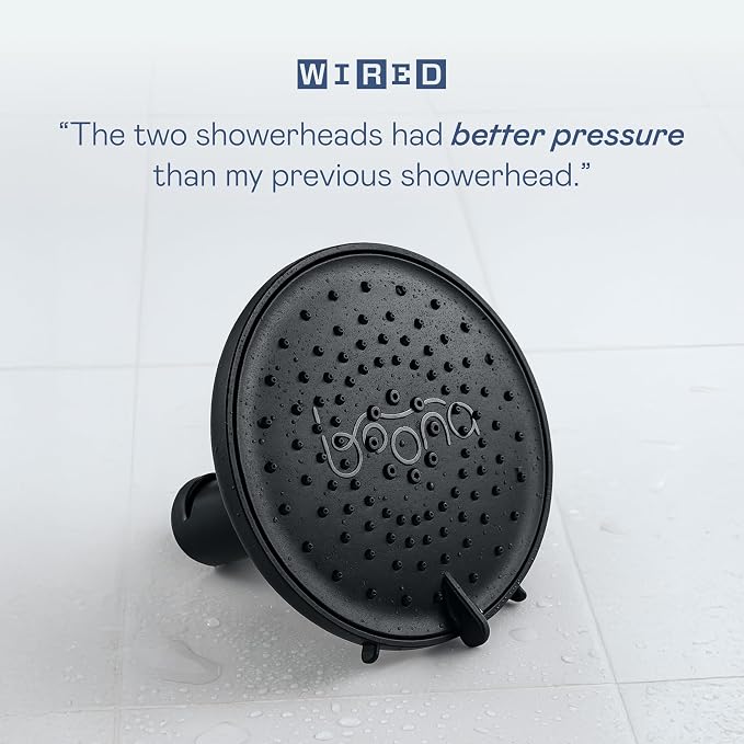 BOONA Tandem Shower as seen on Shark Tank | Dual Shower Head for Couples (Midnight Black, Two Showerheads)