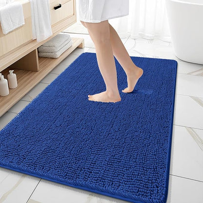 OLANLY Large Bathroom Rugs 59x35, Extra Soft Absorbent Chenille Bath Rugs | Royal Blue, Quick-Drying Rubber Backing, Machine Washable Bath Mat for Bathroom Floor, Tub and Shower, Home Decor Accessories