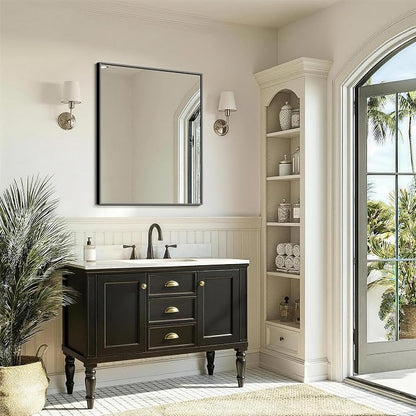 FICTOR Bathroom Vanity Mirror for Over Sink, 24" x 30", Black | Anti-Rust Frame, Shatterproof Tempered Glass, Vertical/Horizontal Wall Mounted Mirror for Bedroom, Entryway, Living Room