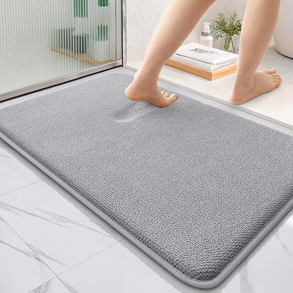 OLANLY Thick Memory Foam Bathroom Rugs 36x24, Soft Absorbent Bath Mat, Grey | Quick Dry Bath Rugs, Non-Slip Carpet, Machine Washable Mats for Bathroom Floor, Tub and Shower, Home Decor Accessories