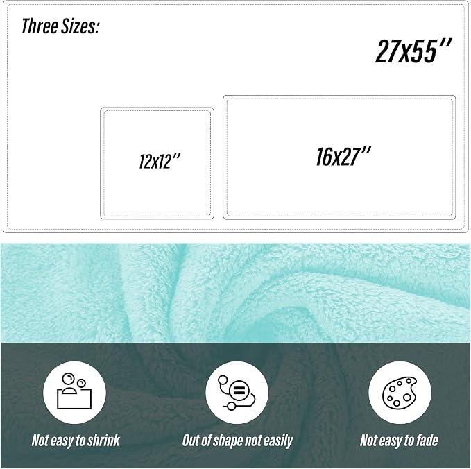 MOONQUEEN Ultra Soft Towel Set-Quick Drying-2 Bath Towels 2 Hand Towels 2 Washcloths - Microfiber Coral Velvet Highly Absorbent Towel for Bath Fitness, Bathroom,Sports,Yoga, Travel(Frozen Blue, 6 Pcs)