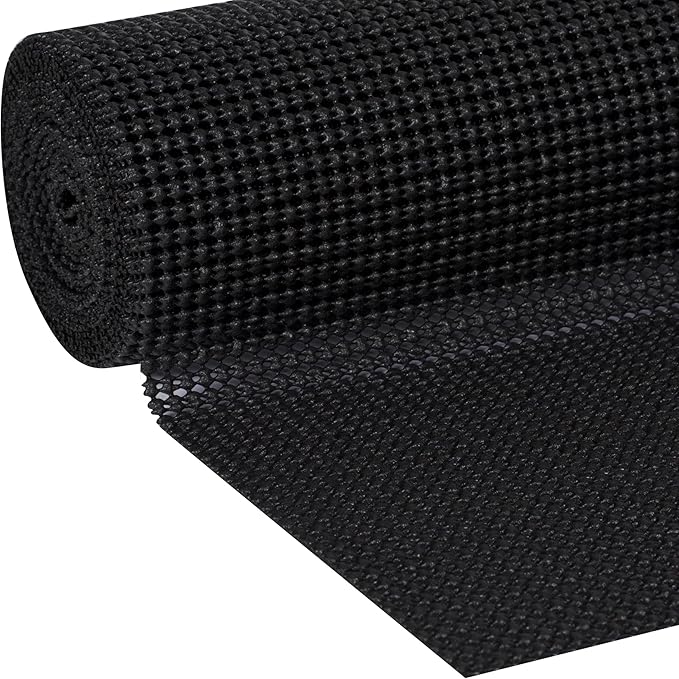 EasyLiner Select Grip Shelf Liner - Easy to Install & Cut to Fit - Non Slip, Non Adhesive, Drawer Shelf & Cabinet Liner for Kitchen, Bathroom, Pantry Cupboards - 12in. x 10ft. - Black - 6 Rolls