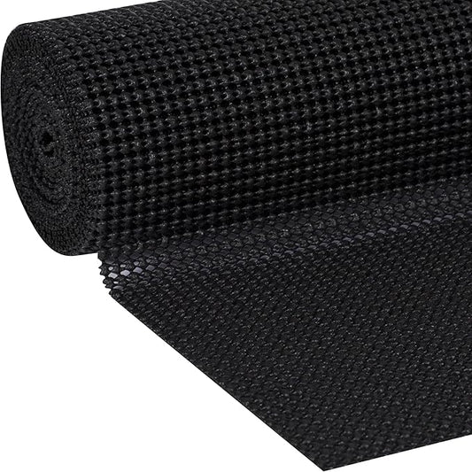 EasyLiner Select Grip Shelf Liner - Easy to Install & Cut to Fit - Non Slip, Non Adhesive, Drawer Shelf & Cabinet Liner for Kitchen, Bathroom, Pantry Cupboards - 12in. x 10ft. - Black - 6 Rolls