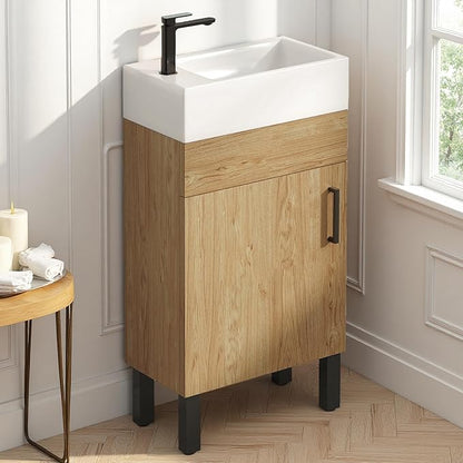 YITAHOME 16 Inch Bathroom Vanity with Sink, Bathroom Cabinet Vanity for Small Space, Freestanding Storage Bathroom Vanity