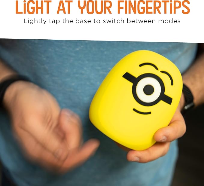 Lights By Night Squish'ems Minions Night Light for Kids, Soft Silicone | Dimmable Kids Bedside Lamp, Light for Kids Room, Bedroom, and Playroom, USB Powered with AAA Battery Option