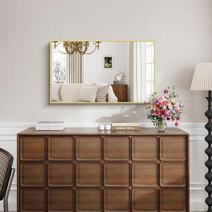 KOCUUY Gold Bathroom Mirror, 24"x40" Rectangle Bathroom Mirror for Wall, HD Tempered Glass, Anti-Rust Frame, Modern Design for Bathroom, Bedroom, Living Room, Entryway