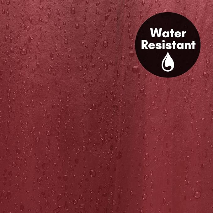 Americanflat 71x74 Solid Burgundy Shower Curtain - Water-Resistant Long Shower Curtain with Durable Metal Grommets and 12 Hooks - 100% Polyester