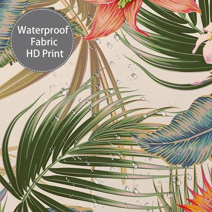 Tropical Shower Curtain, Colourful Leaves Floral Palm Leaf Hawaiian Botanical Plant Bathroom Curtain, Waterproof Cloth Fabric Bath Curtain with Hooks 72 x 72 inch