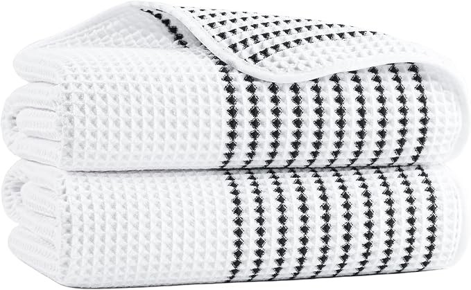 MICROFI New Microfiber Waffle Bath Towels, 2 Pieces, Soft, Absorbent, Fast Drying, Lint Free 430 GSM (30''x60''/76cm x 152cm)
