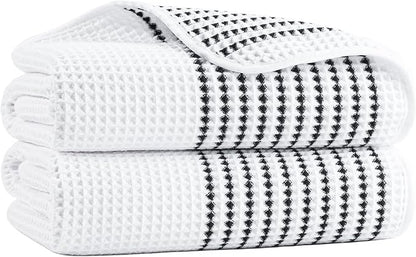 MICROFI New Microfiber Waffle Bath Towels, 2 Pieces, Soft, Absorbent, Fast Drying, Lint Free 430 GSM (30''x60''/76cm x 152cm)