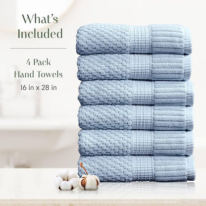 6 Pack 100% Cotton Hand Towels | Blue Towels | Oeko‑TEX Standard 100 | Soft & Absorbent, Quick‑Dry | Trinity Collection - Chambray Blue