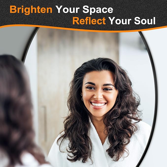 32x24 Black Oval Bathroom Mirror for Over Sink, Aluminum Frame | HD Reflection No Distortion, Aluminum Frame, Mounting Hardware for Vertical or Horizontal Mount