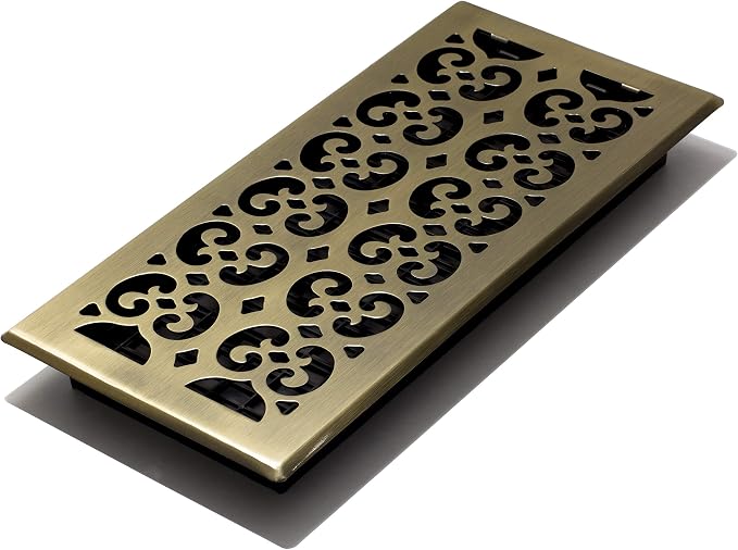 Decor Grates SPH614-A Scroll Collection Floor Register, 6x14, Antique Brass Finish