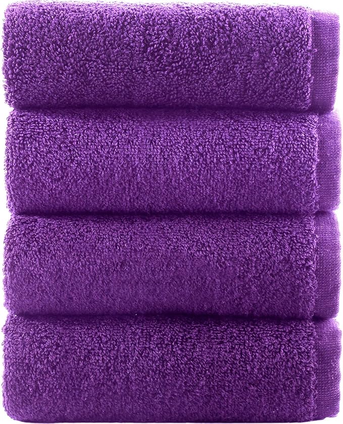 Washcloth Linen Set Premium Original Turkish Cotton, Hotel Quality for Maximum Softness & Absorbency for Face, Hand, Kitchen & Cleaning (Purple, Washcloth Set)