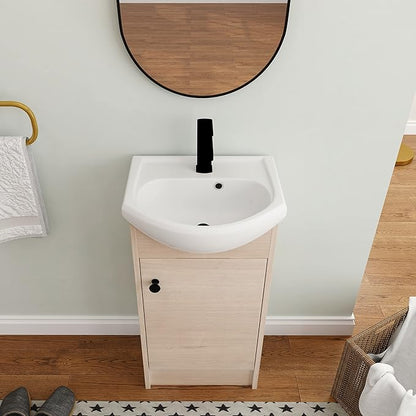 22" Floating Bathroom Vanity with Sink, 22 Inch Wall Mounted for Small Bathrooms, Soft-Close Door Cabinet with White Ceramic Basin & Waterproof Plywood, Modern Space Saving Vanity, White