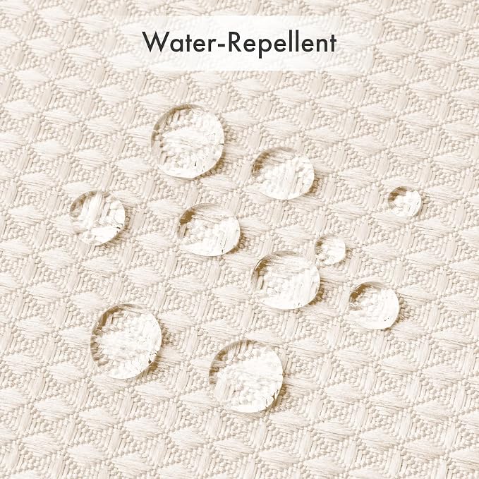 AmazerBath Cream Shower Curtain Waffle Textured, Beige Shower Curtain Fabric Thick Heavy Duty 240GSM Hotel Quality Bathroom Shower Curtains, 72 x 78 Inches