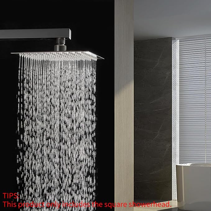 10 In Rain Shower Head High Pressure Rainfall Shower Head Bronze | Square Rain Bathroom Showerhead, High Flow, Large Stainless Steel, Ceiling Mounted, Wall Mounted, Waterfall Full Body