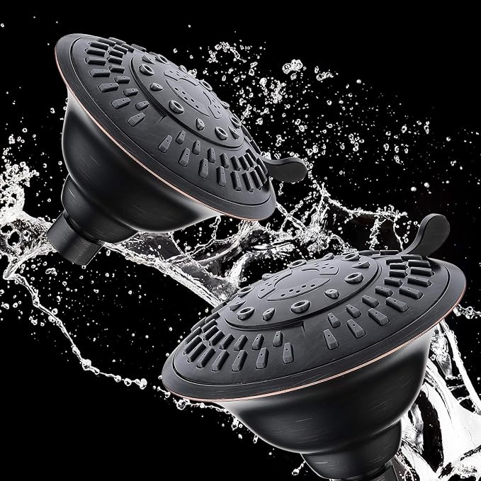 BRIGHT SHOWERS High Pressure Rain Showerhead 9 Spray Settings Shower Head, Angle Adjustable Bathroom Showerhead, 1-Min Installation, Oil Rubbed Bronze