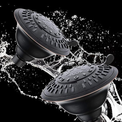 BRIGHT SHOWERS High Pressure Rain Showerhead 9 Spray Settings Shower Head, Angle Adjustable Bathroom Showerhead, 1-Min Installation, Oil Rubbed Bronze