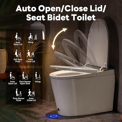 Casta Diva Smart Toilet with Bidet Built in, Auto Open/Close Lid,1000g MaP Flush, Heated Seat & Foam Dispenser, Foot Sensor Auto Flush, Blackout Flush, Bidet Toilet with Tank Built in (CD-K030PRO)