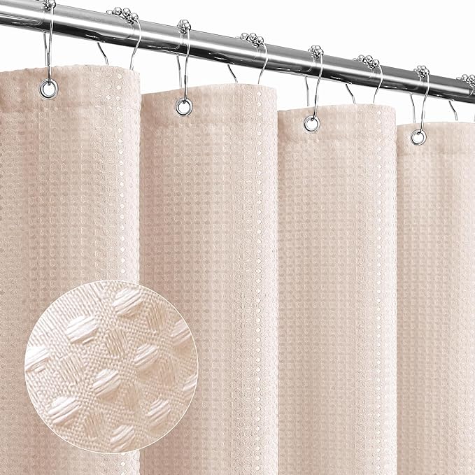 Small Stall Blush Pink Fabric Shower Curtain, 36 x 72 | Narrow Half Cloth-Textured Shower Curtain for Bathroom, Water Repellent, Machine Washable