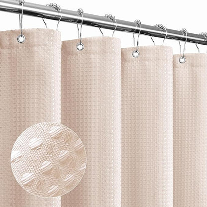 Small Stall Blush Pink Fabric Shower Curtain, 36 x 72 | Narrow Half Cloth-Textured Shower Curtain for Bathroom, Water Repellent, Machine Washable