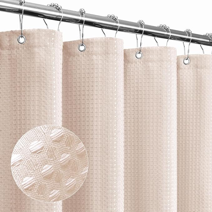 Blush Pink Fabric Shower Curtain, 72 X 72 | Cloth-Textured Shower Curtain for Bathroom - Soft Cloth & Hotel Spa Luxury, Water Repellent, Machine Washable