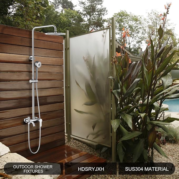 HDSRYJXH Shower Faucet - Shower Faucets Sets Complete, Shower System - Outdoor Shower Kit/Outdoor Shower Fixtures W/ SS304 Shower Head with 3 modes Handheld, Brushed Nickel