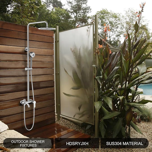 HDSRYJXH Shower Faucet - Shower Faucets Sets Complete, Shower System - Outdoor Shower Kit/Outdoor Shower Fixtures W/ SS304 Shower Head with 3 modes Handheld, Brushed Nickel