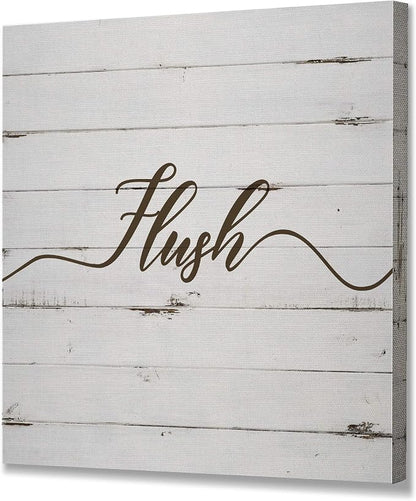 Renditions Gallery Rustic Flush Sign Bathroom Décor Gallery Wrapped Canvas Wall Art, 16x16,