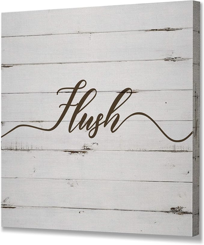 Renditions Gallery Rustic Flush Sign Bathroom Décor Gallery Wrapped Canvas Wall Art, 12x12,