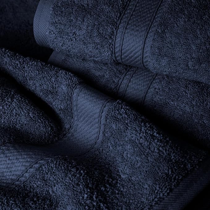 Superior Egyptian Cotton Plush & Absorbent, Bath Towel Set of 4, Navy Blue | Quick Dry, Soft Luxury Towel Set, Bath Essentials for Bathroom, Guest Bath, Spa, 4 Piece Bath, Madeline Towels
