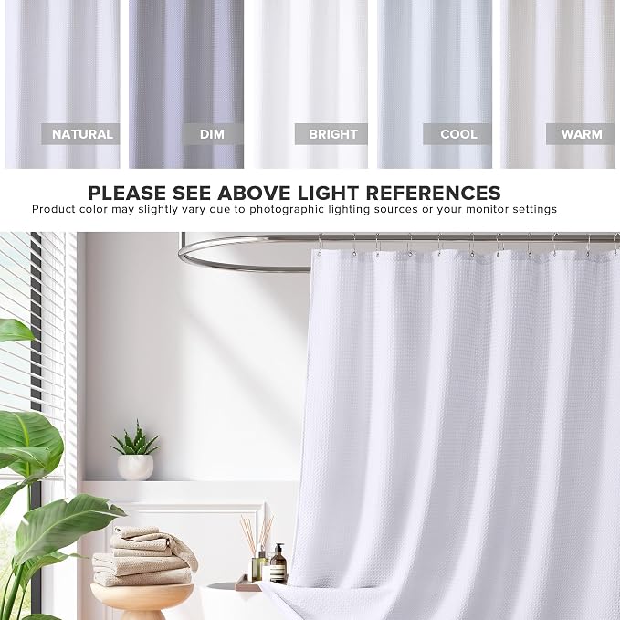 Madison Park Arbor Waffle Stall Shower Curtain, 36 x 72, White Solid | Adds Privacy, Machine Washable, Farmhouse, OEKO-TEX Certified Bathroom Curtain, 3M Scotchgard Moisture Management