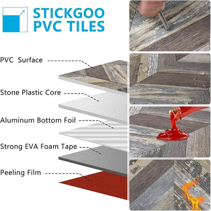 STICKGOO Herringbone Tile Peel and Stick Backsplash for Kitchen&Bathroom